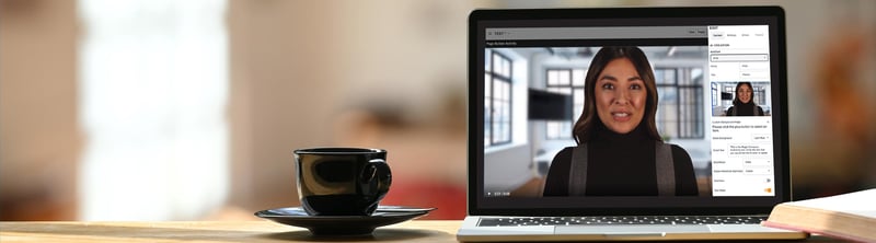 A skills practice stimulation on the screen of a laptop sitting on a desk